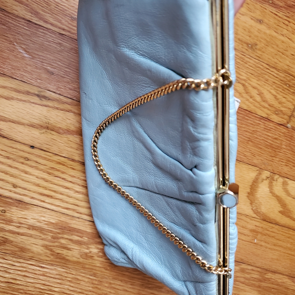 Rare LeatherChic Sky Blue Clutch Evening ,cocktail Bag Womens